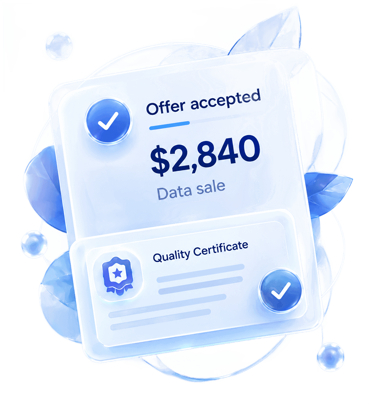 An accepted offer card above a quality certificate